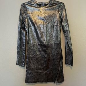 RtA Silver 100% leather mini dress
